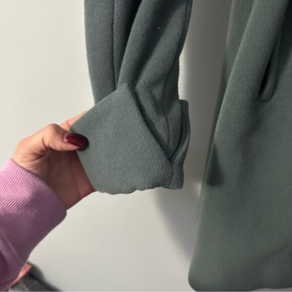 Trina Turk Wool Blend Wrap Coat Green Size 6 Quiet Luxury Forestcore Chic - Picture 7 of 13